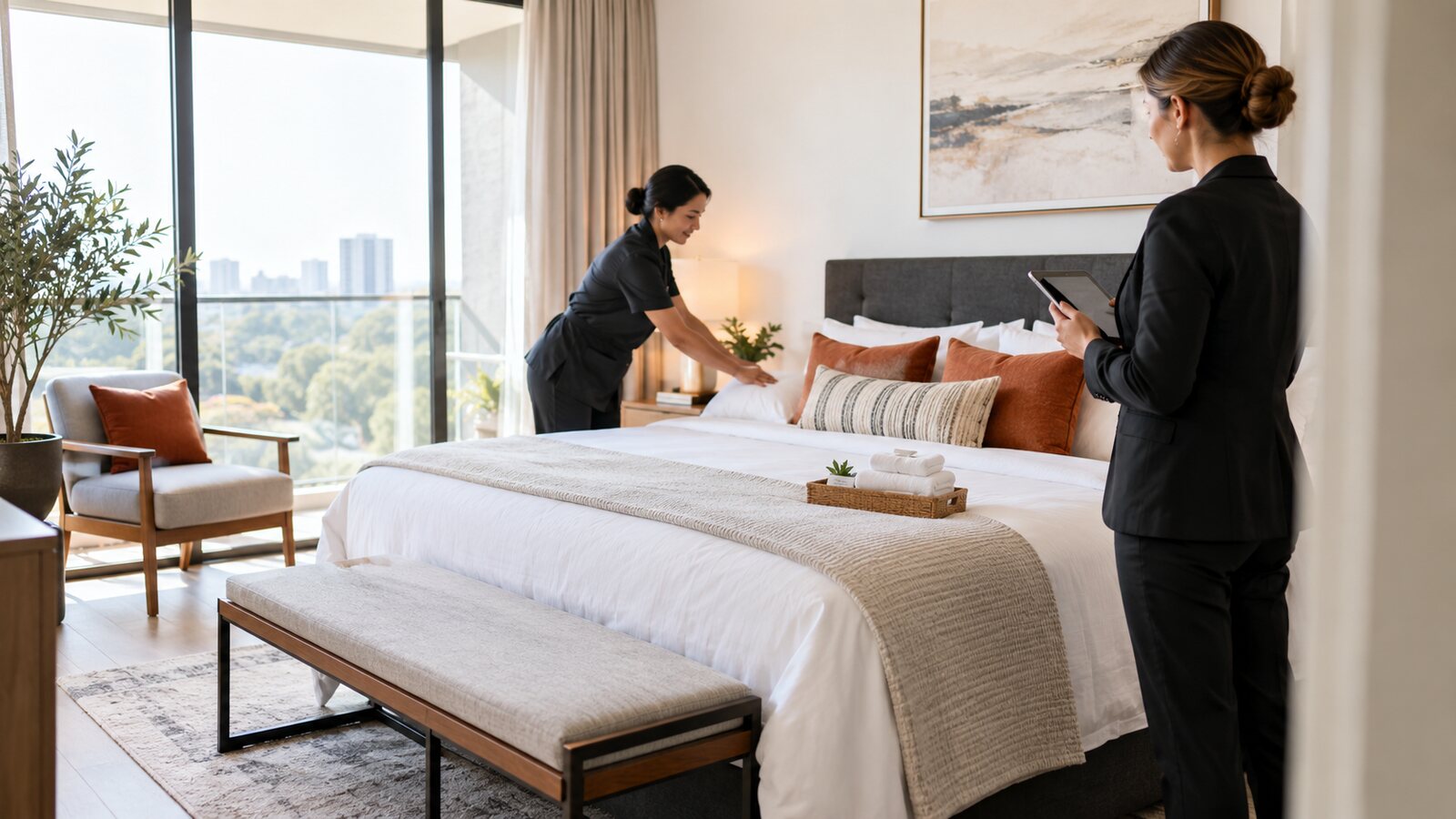 Short-term rental quality inspection and housekeeping operations